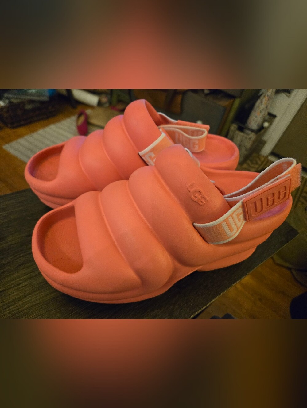 UGG Aww Yeah Strawberry Cream Womens Platform Slingback Sandals Size 9